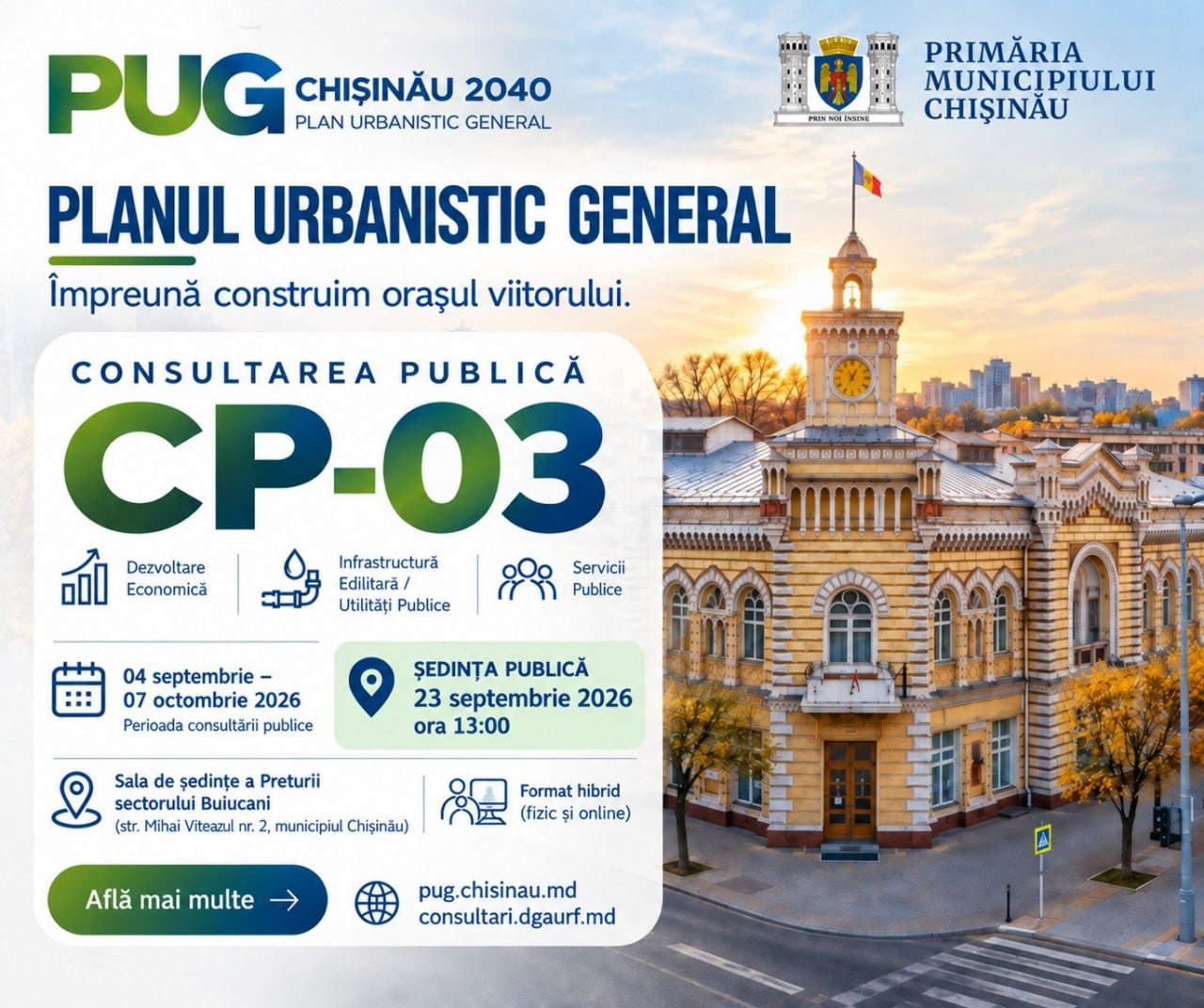 Discuții publice privind reactualizarea Planului Urbanistic General al municipiului Chișinău (PUG Chișinău 2040)
